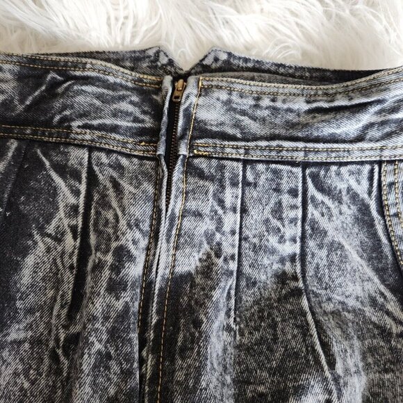 Vtg 80s Acid Wash Jean Denim Maxi Skirt Western W27" Straight Ultra High Waist - Picture 7 of 14